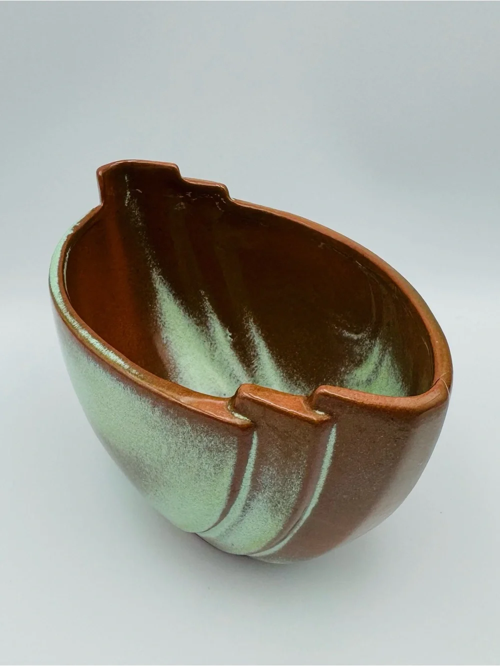 Vintage Green Frankoma Vase Pottery #35 Glazed MCM Art Deco 6